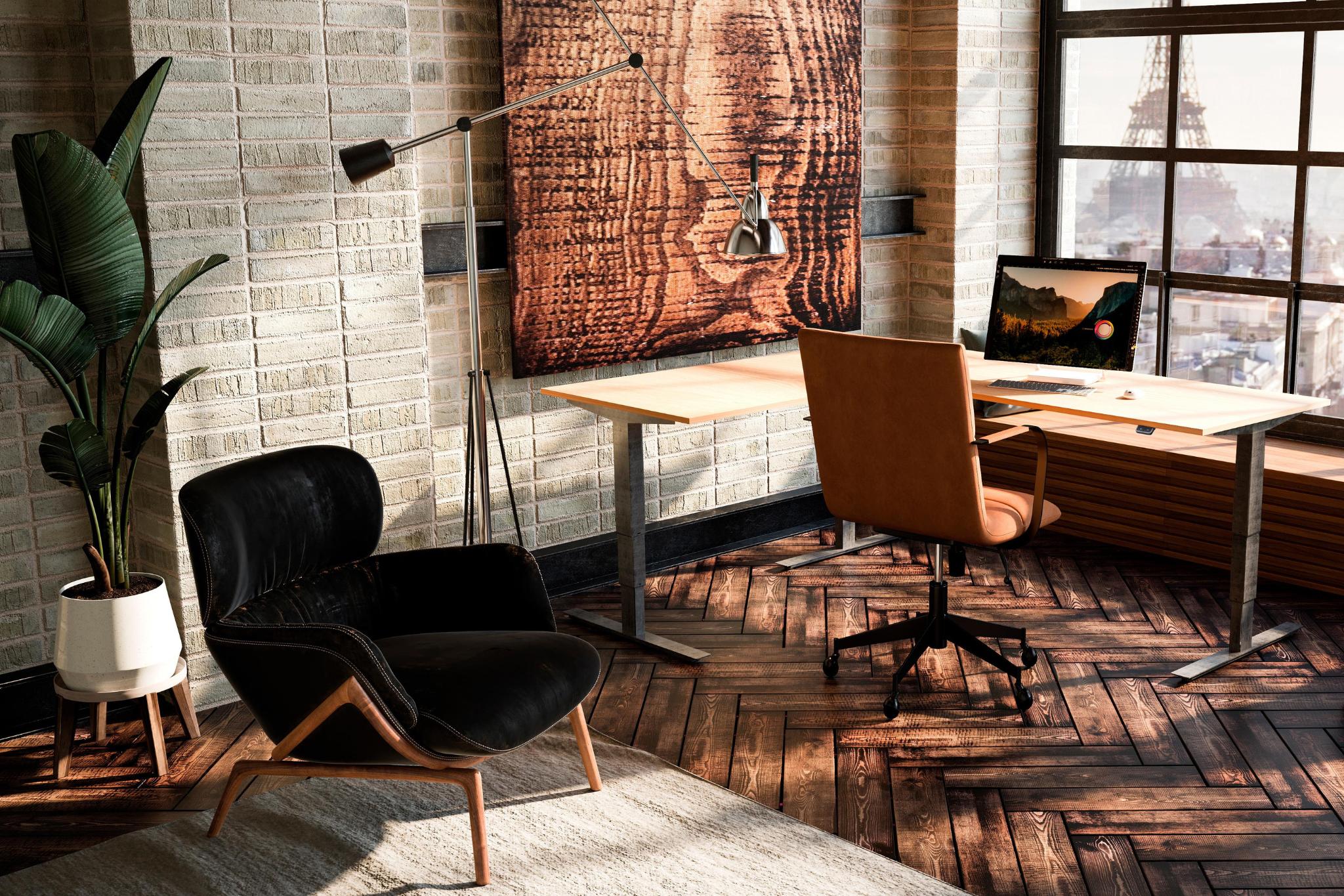 Industrial Sit Stand Corner Desk - Smyth - Home Office Setup - Banner Image