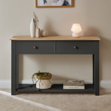 Chatsworth Slate Grey 2 Drawer Console Table - 120cm