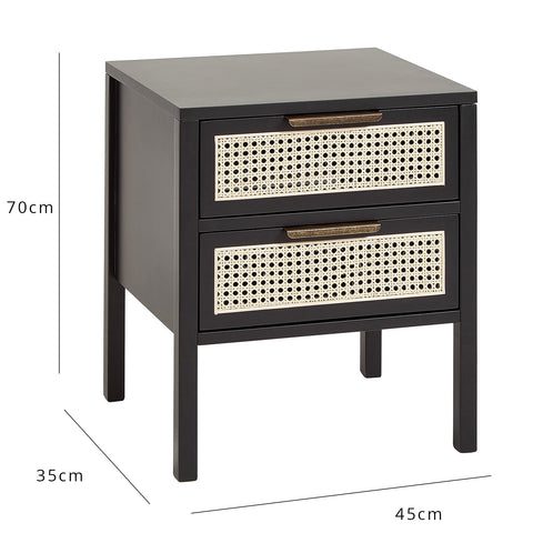 Charlie bedside table - 2 drawer - black