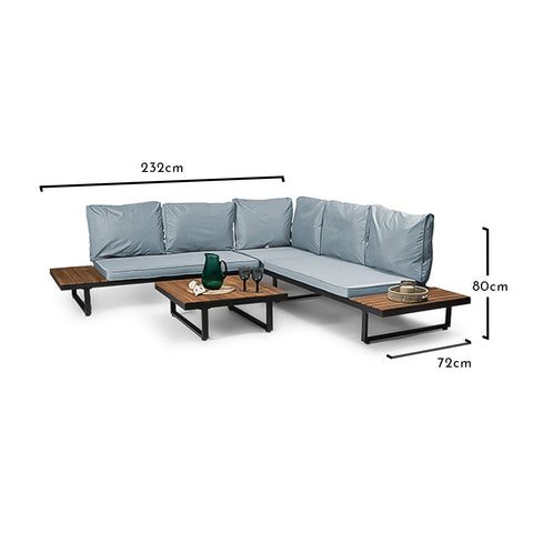 Thea Garden Corner Sofa Set with Grey Premium Parasol