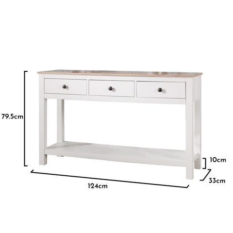 Bampton 3 Drawer Console Table - Alabaster White - Laura James