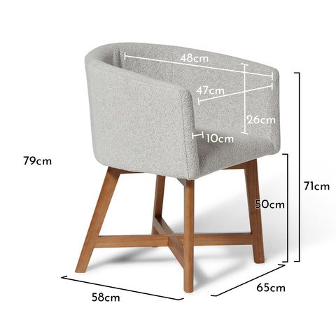 Magnus dining chair - set of 2 - dove grey and oak