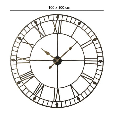 Dimension photo 100x100 black and gold skeleton clock - Laura James Home