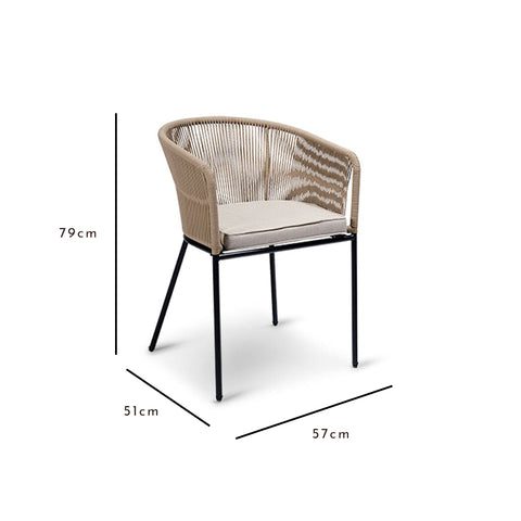 Hali Natural Garden Chair Rope and Steel