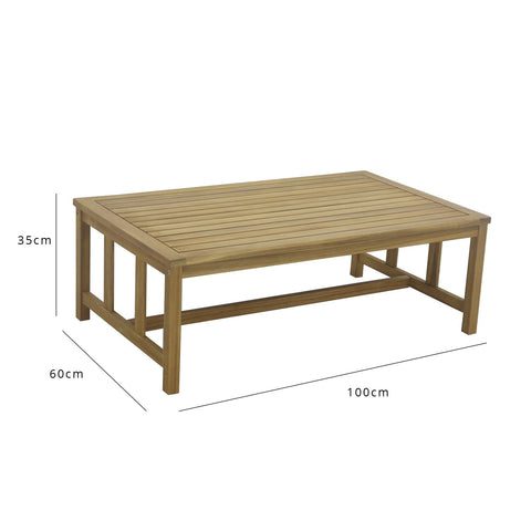 Harrelson Outdoor Wooden Double Sofa Set with 2 Armchairs & Cream LED Parasol - Laura James