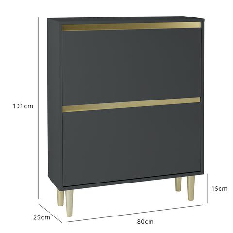 Iliana shoe cabinet - 2 door - charcoal grey