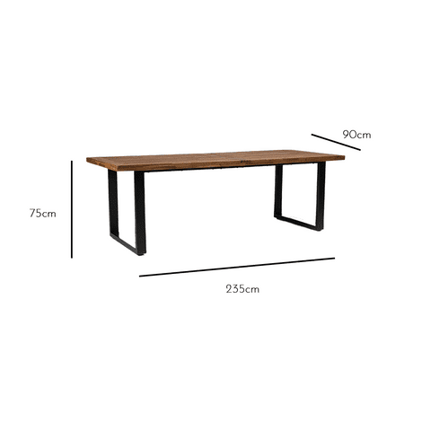 Hali Table Steel Acacia Top 235cm