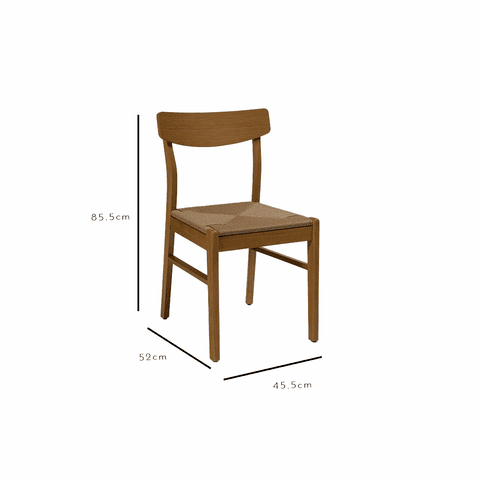 Wooden Woven Chairs Set of 2 - Pale Oak - Laura James