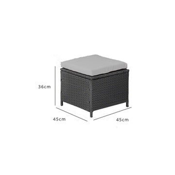 Rattan Cube Footstool - Black -  Laura James