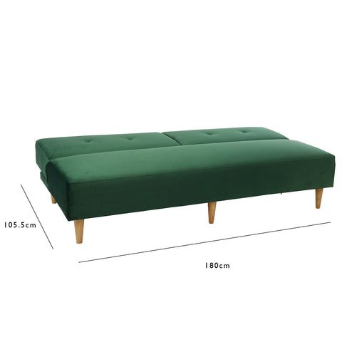 Outlet - Tamsin click clack sofa bed - green velvet - Laura James