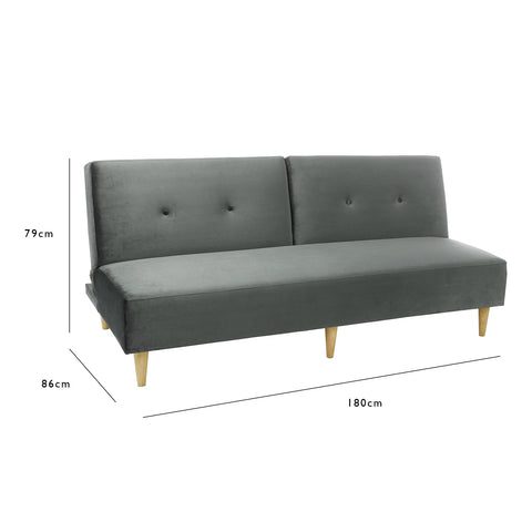 Outlet - Tamsin click clack sofa bed - grey velvet - Laura James 