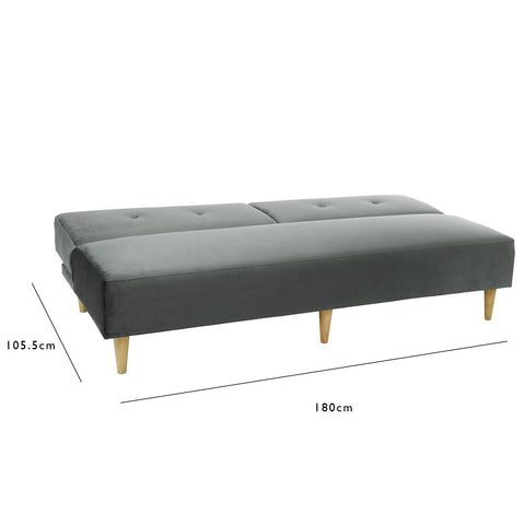 Outlet - Tamsin click clack sofa bed - grey velvet - Laura James 