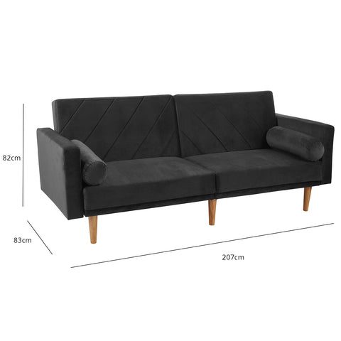 Tessa dark grey velvet sofa bed