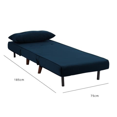 Una single sofa bed - blue - velvet - Laura James