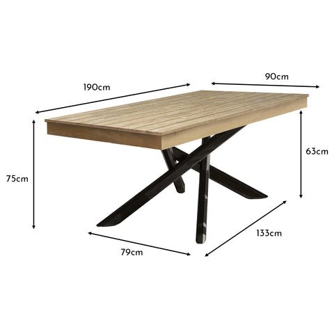 Amelia 4 Seater Whitewash Wood Black Legs Garden Dining Set - Hali Black Chairs