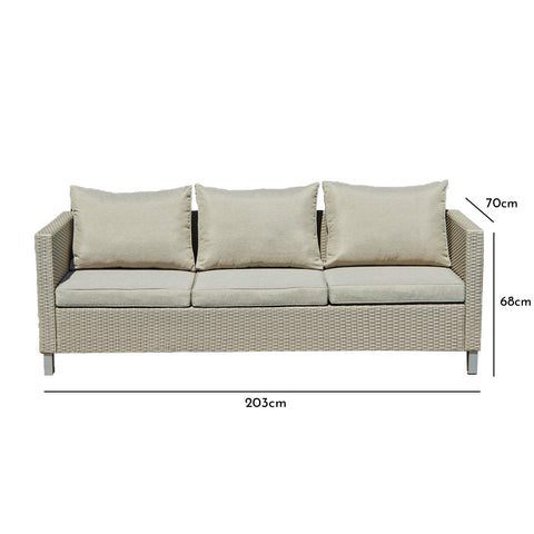 Aria Grey Rattan 3 seater garden sofa