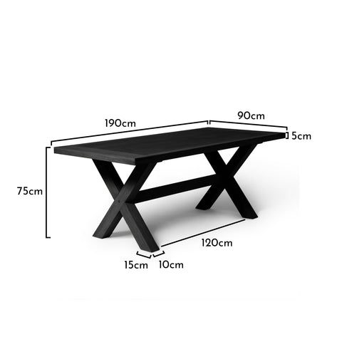 Charlotte Black Farmhouse Style Dining Table - Laura James