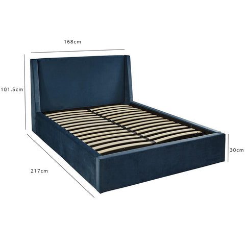 Blue velvet modern king size ottoman bed frame - Laura James