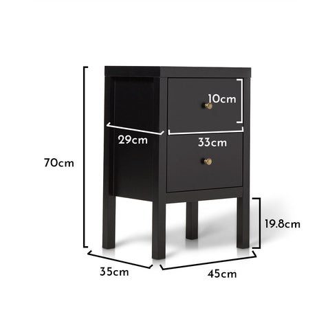 Charlie Black Bedside Table - Laura James