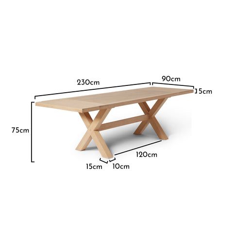 Charlotte Whitewash Oak Farmhouse Extendable Dining Table - Laura James
