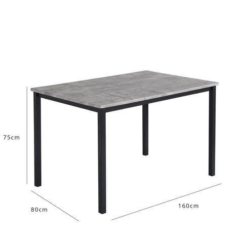 milo dining table - 6 seater - concrete and black
