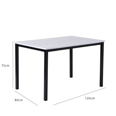 Milo 120cm Black / Marble Table -  Ellis Teal / Black Chairs
