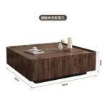 "High-quality walnut wood round coffee table with artistic design"