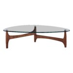 Euro Style LEDELL 51 COFFEE TABLE IN CLEAR GLASS WITH WALNUT BASE