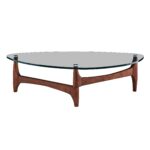 Euro Style LEDELL 51 COFFEE TABLE IN CLEAR GLASS WITH WALNUT BASE