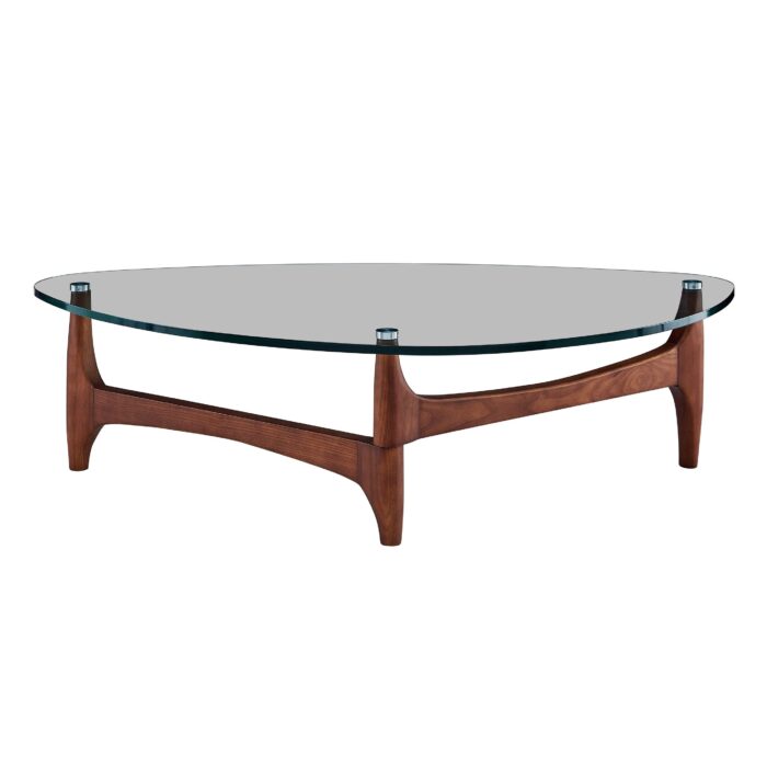 Euro Style LEDELL 51 COFFEE TABLE IN CLEAR GLASS WITH WALNUT BASE