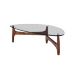 Euro Style LEDELL 51 COFFEE TABLE IN CLEAR GLASS WITH WALNUT BASE