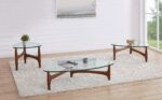 Euro Style LEDELL 51 COFFEE TABLE IN CLEAR GLASS WITH WALNUT BASE