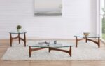 Euro Style LEDELL 51 COFFEE TABLE IN CLEAR GLASS WITH WALNUT BASE
