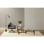 Euro Style LEDELL 51 COFFEE TABLE IN CLEAR GLASS WITH WALNUT BASE