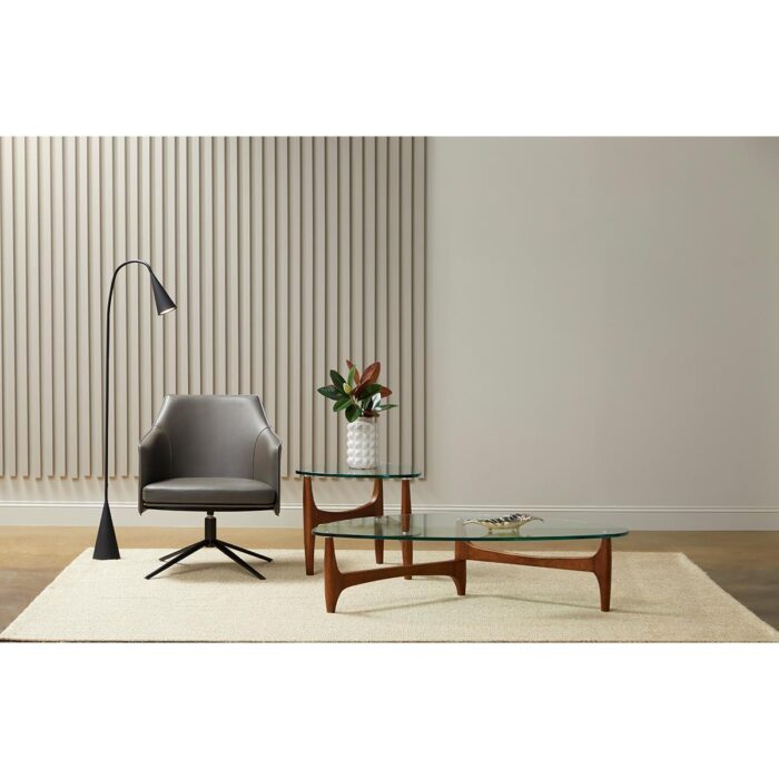 Euro Style LEDELL 51 COFFEE TABLE IN CLEAR GLASS WITH WALNUT BASE