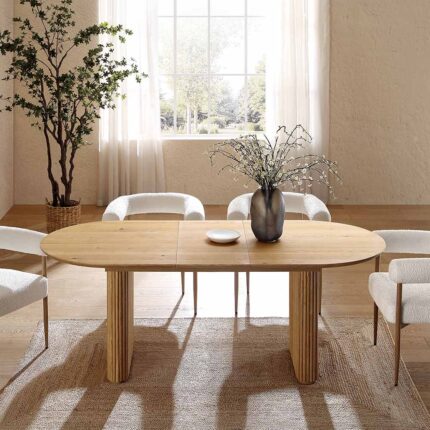 Maru Oval 6-8 Seater Extending Oak Pedestal Dining Table