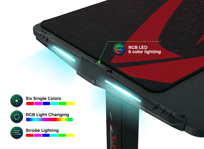 GAMING DESK - GAMING DESK: EGD 62" RGB Electric Standing - Multiple Light Modes - Eureka Ergonomic GAMING-DESKS SCENE12